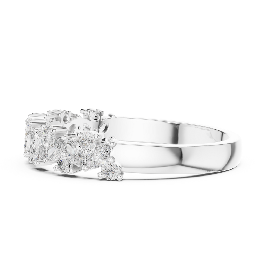 0.49 CT Marquise Diamond Half Eternity Wedding Band Ring