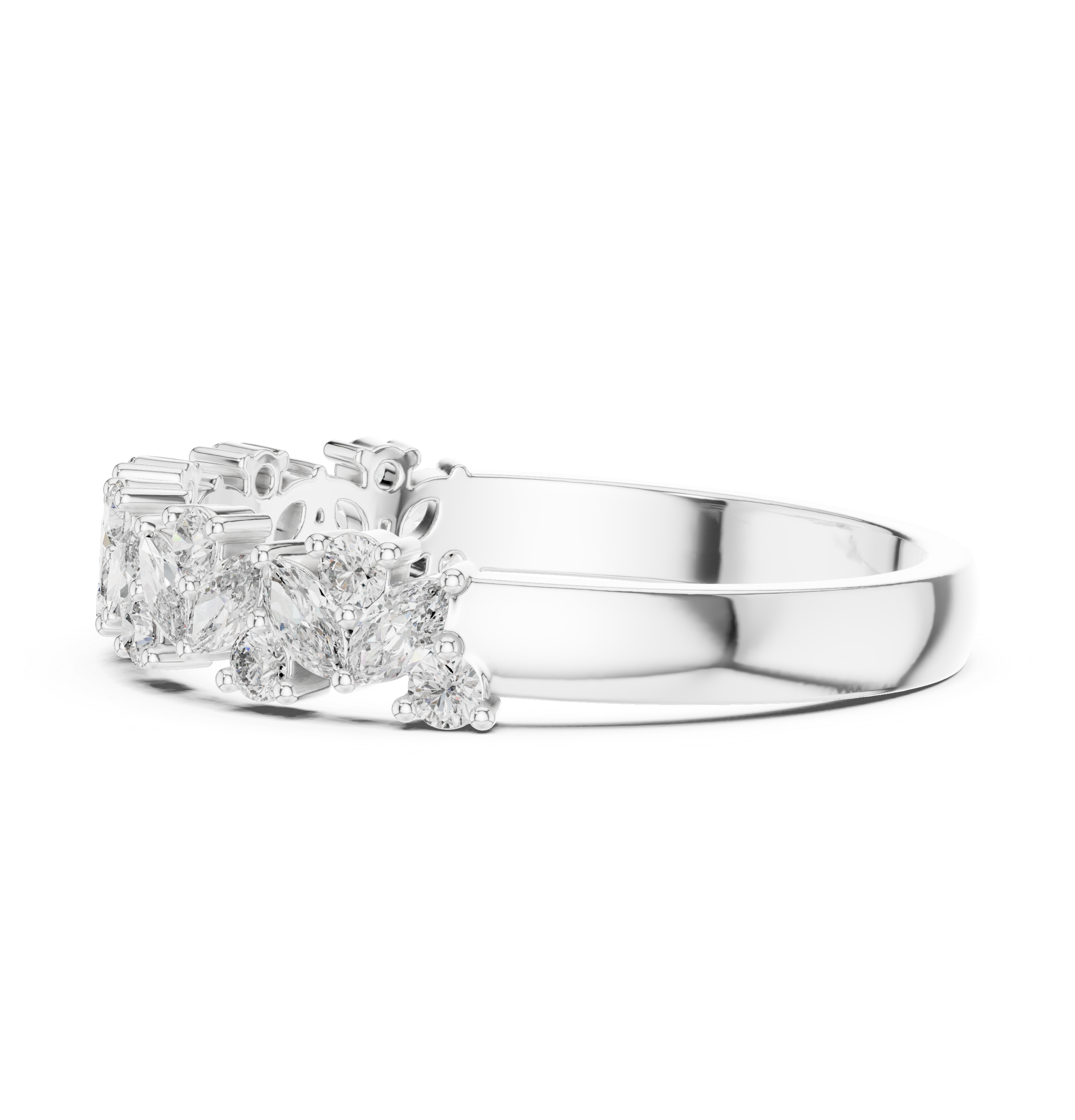 0.49 CT Marquise Diamond Half Eternity Wedding Band Ring
