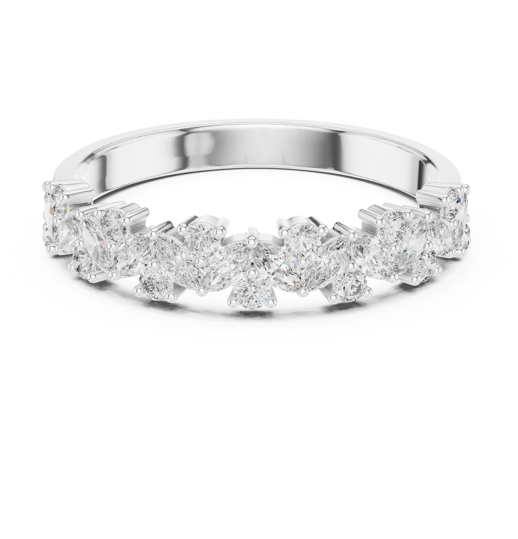 0.49 CT Marquise Diamond Half Eternity Wedding Band Ring