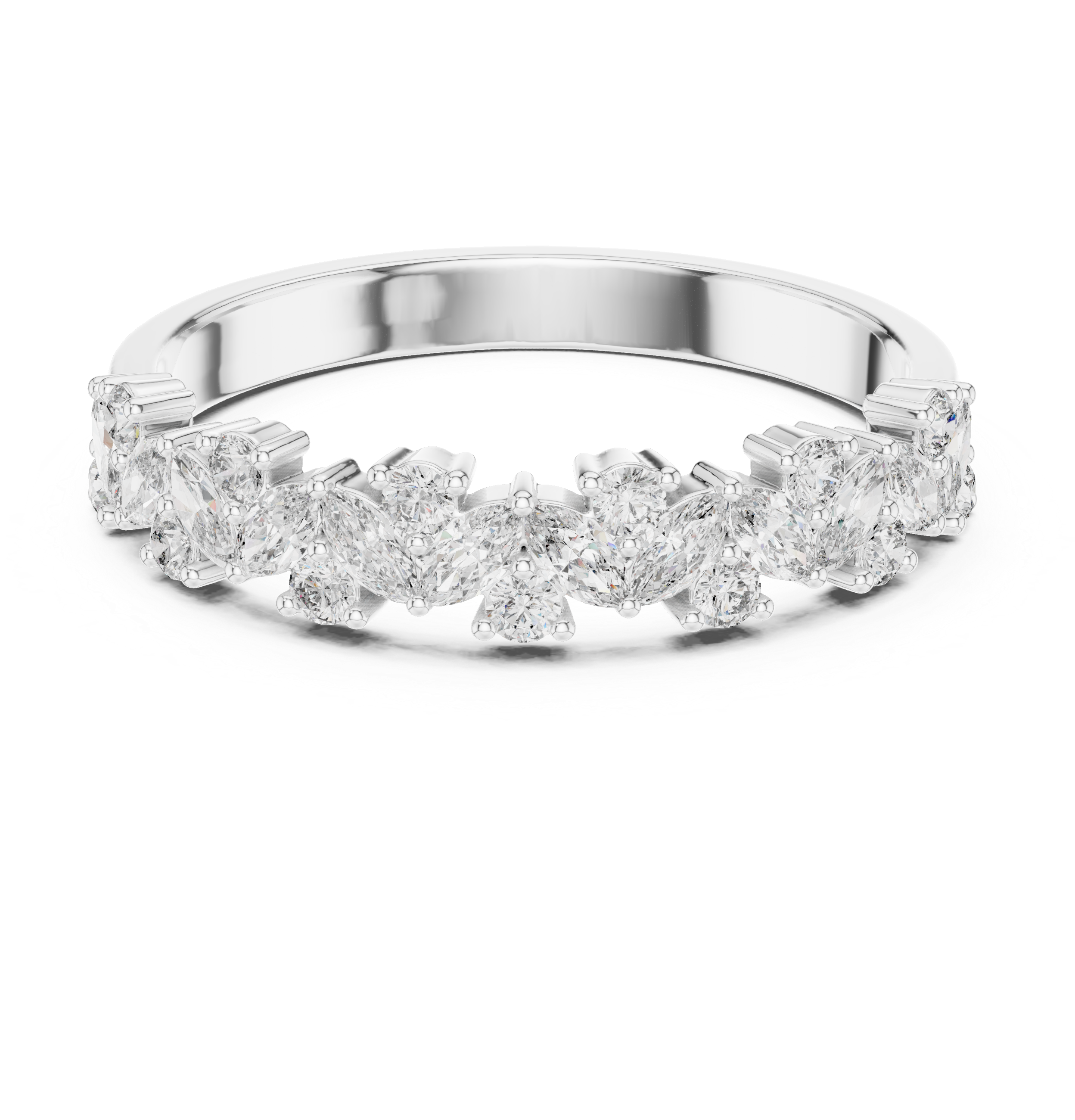 0.49 CT Marquise Diamond Half Eternity Wedding Band Ring