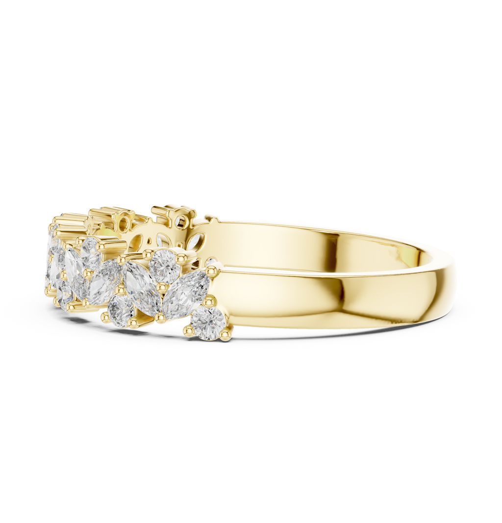 0.49 CT Marquise Diamond Half Eternity Wedding Band Ring