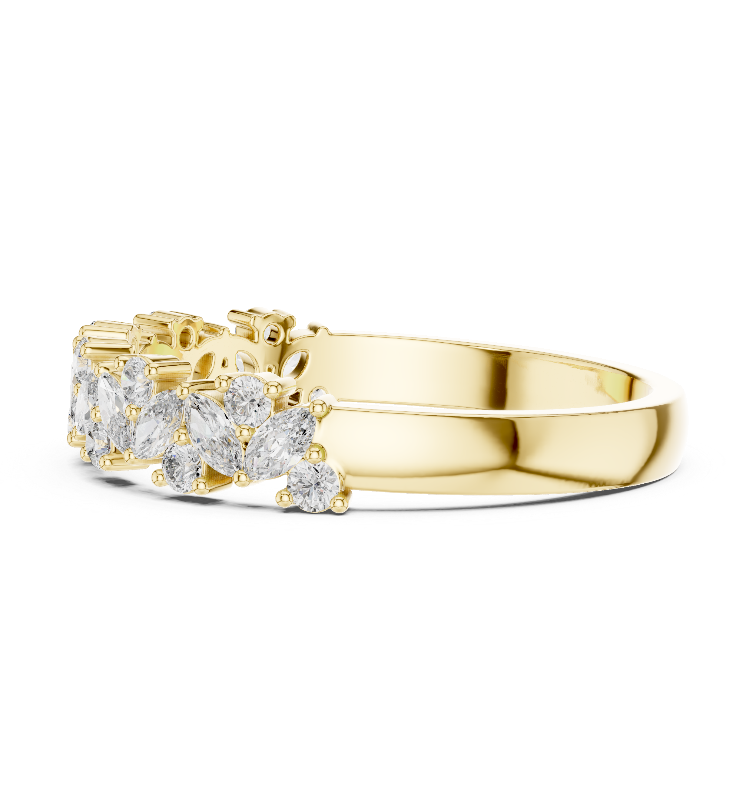 0.49 CT Marquise Diamond Half Eternity Wedding Band Ring