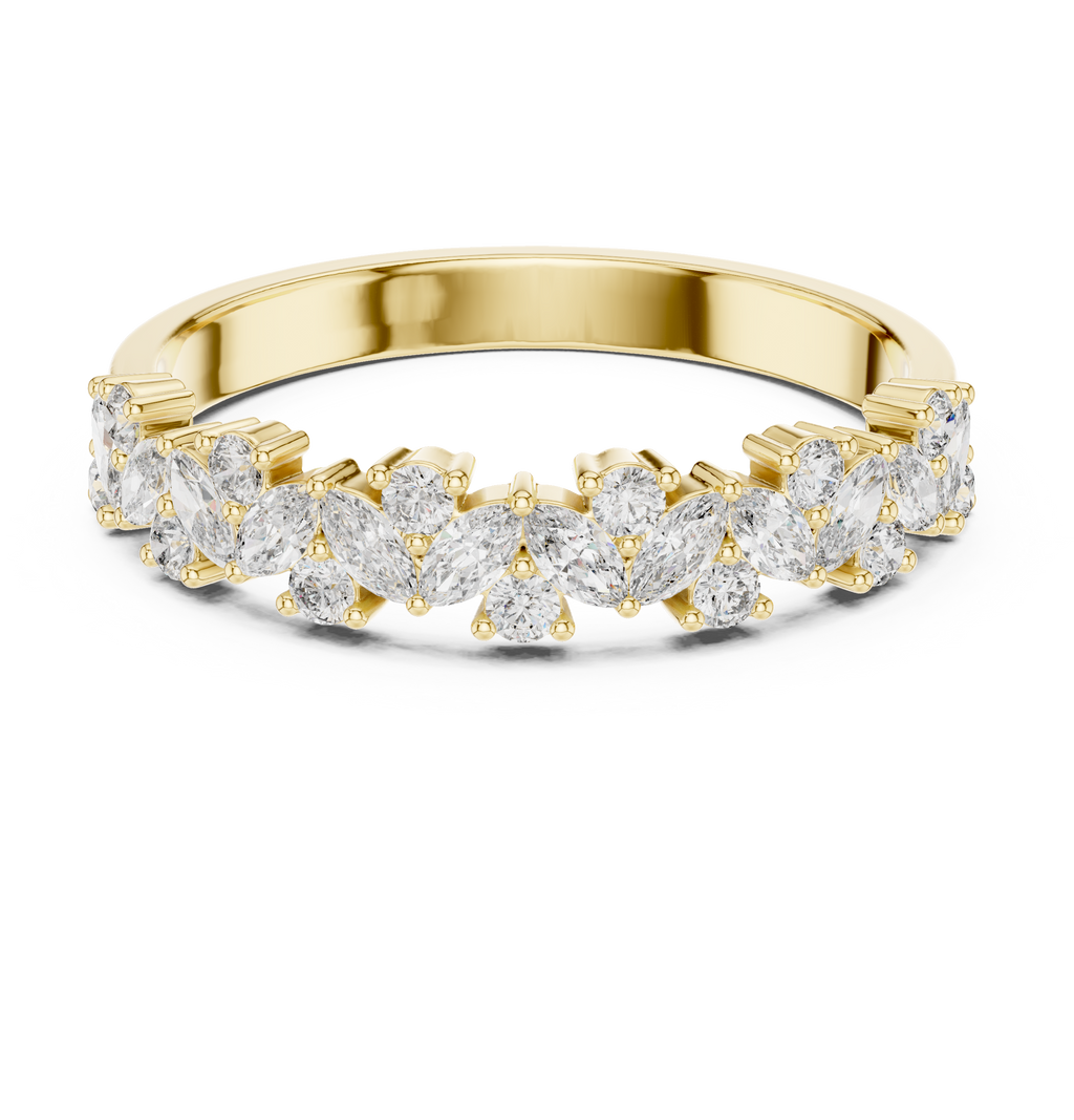 0.49 CT Marquise Diamond Half Eternity Wedding Band Ring