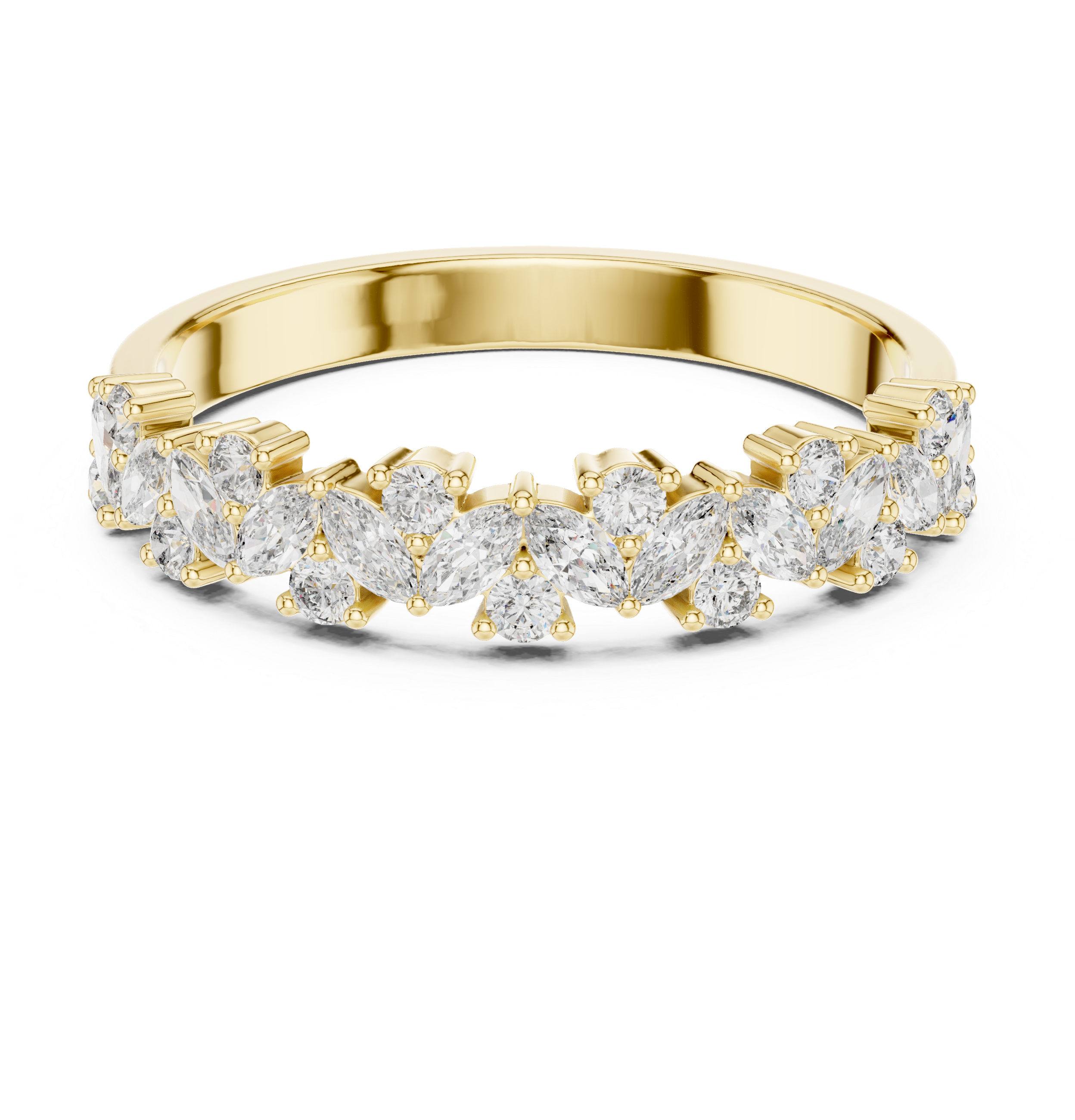 0.49 CT Marquise Diamond Half Eternity Wedding Band Ring