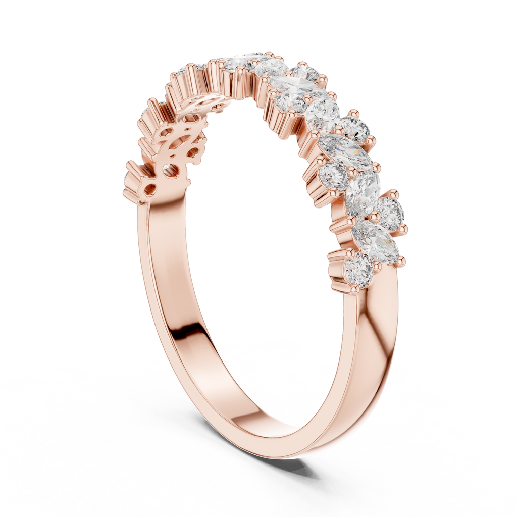 0.49 CT Marquise Diamond Half Eternity Wedding Band Ring