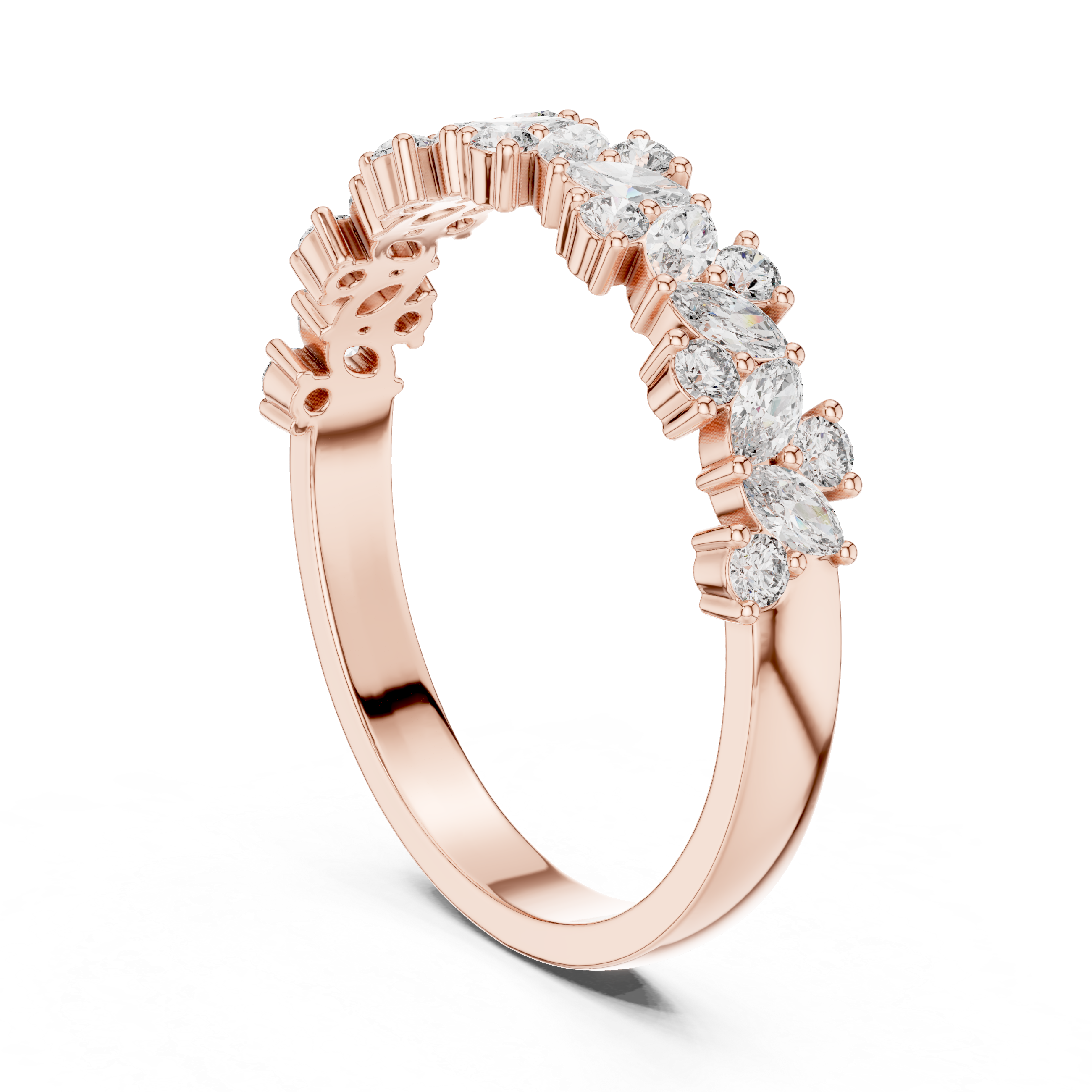 0.49 CT Marquise Diamond Half Eternity Wedding Band Ring