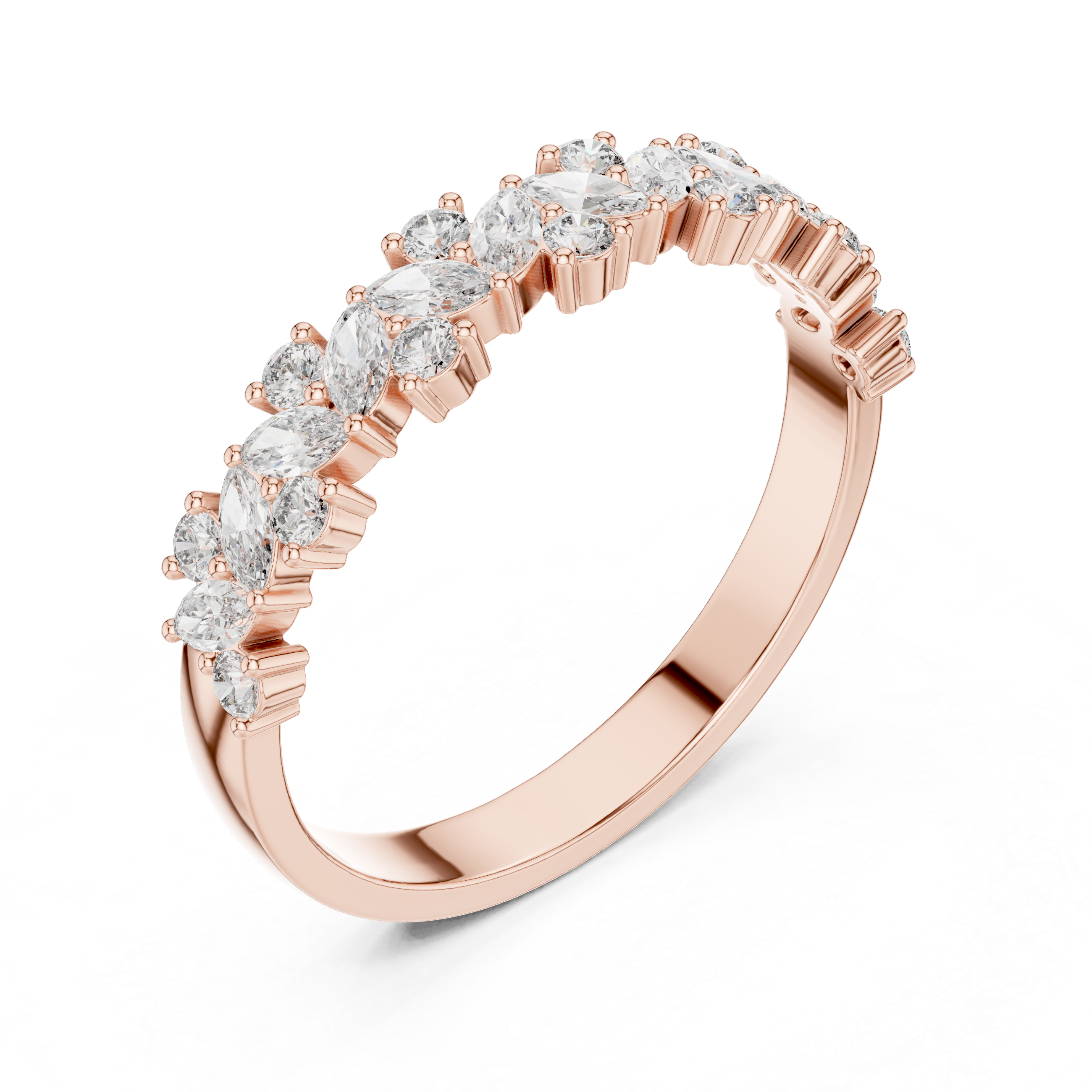 0.49 CT Marquise Diamond Half Eternity Wedding Band Ring