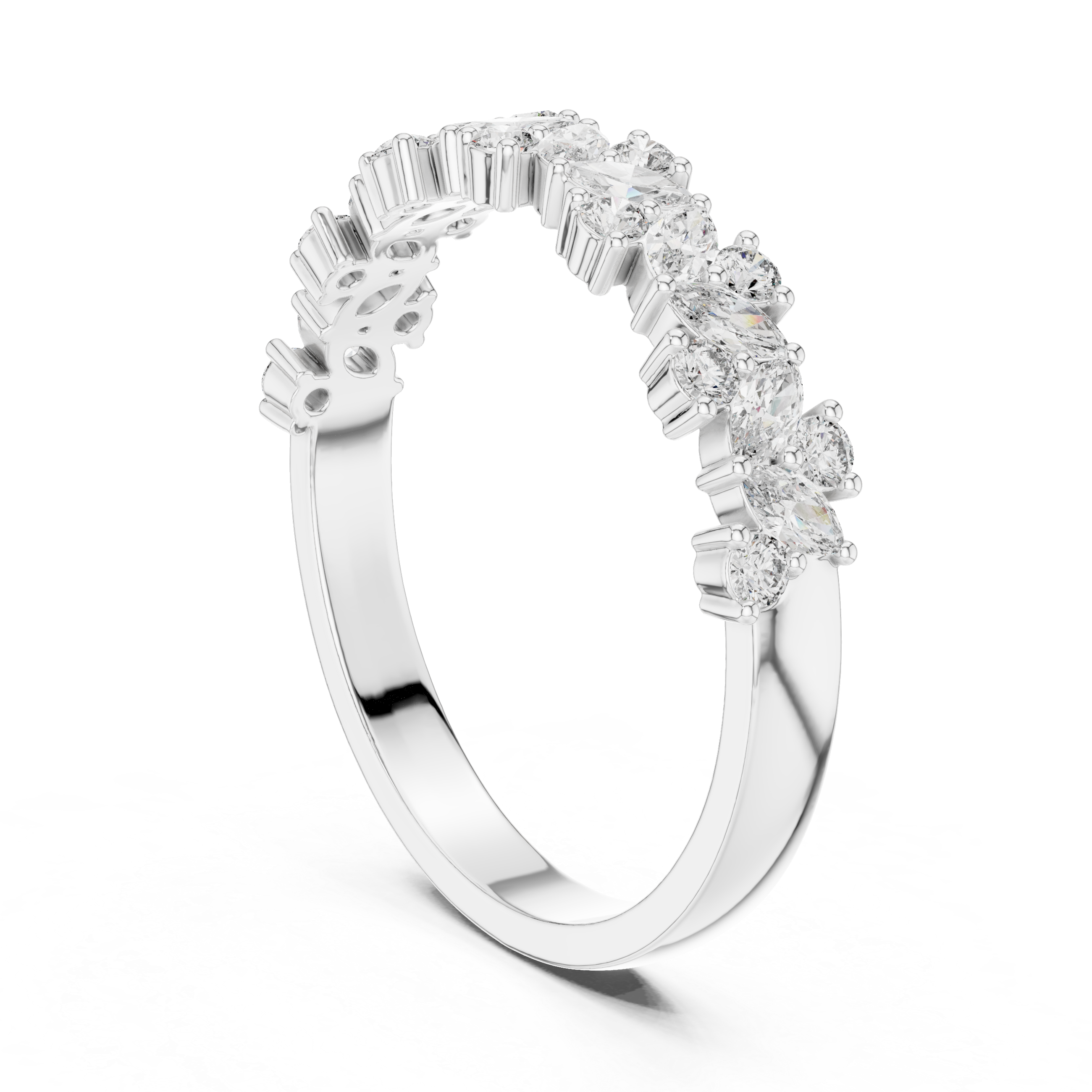 0.49 CT Marquise Diamond Half Eternity Wedding Band Ring