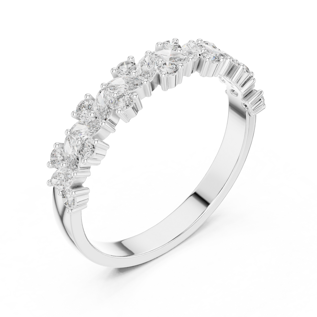 0.49 CT Marquise Diamond Half Eternity Wedding Band Ring
