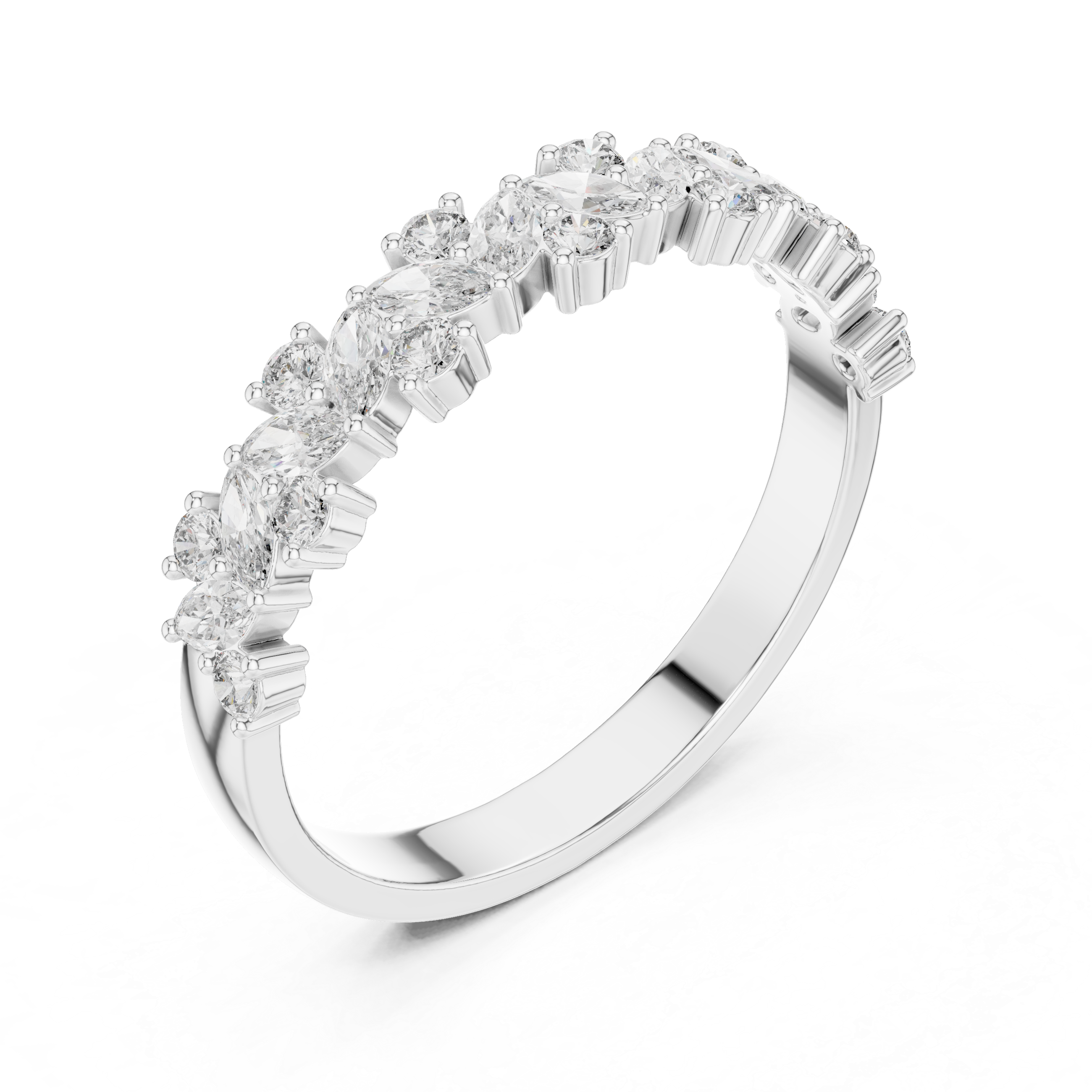 0.49 CT Marquise Diamond Half Eternity Wedding Band Ring