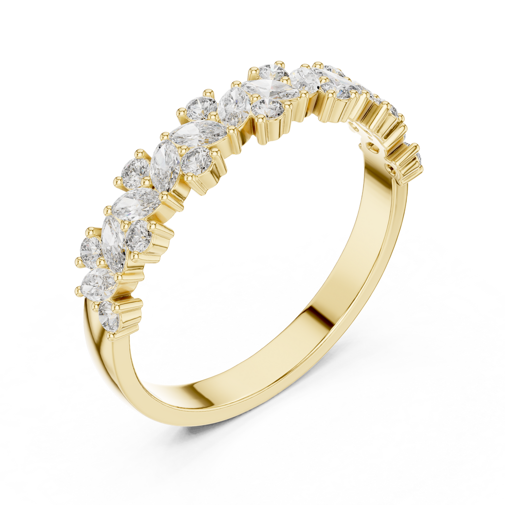 0.49 CT Marquise Diamond Half Eternity Wedding Band Ring