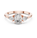 0.93 CT Oval Cut Diamond Three Stone Engagement Ring with Pear Side Diamonds