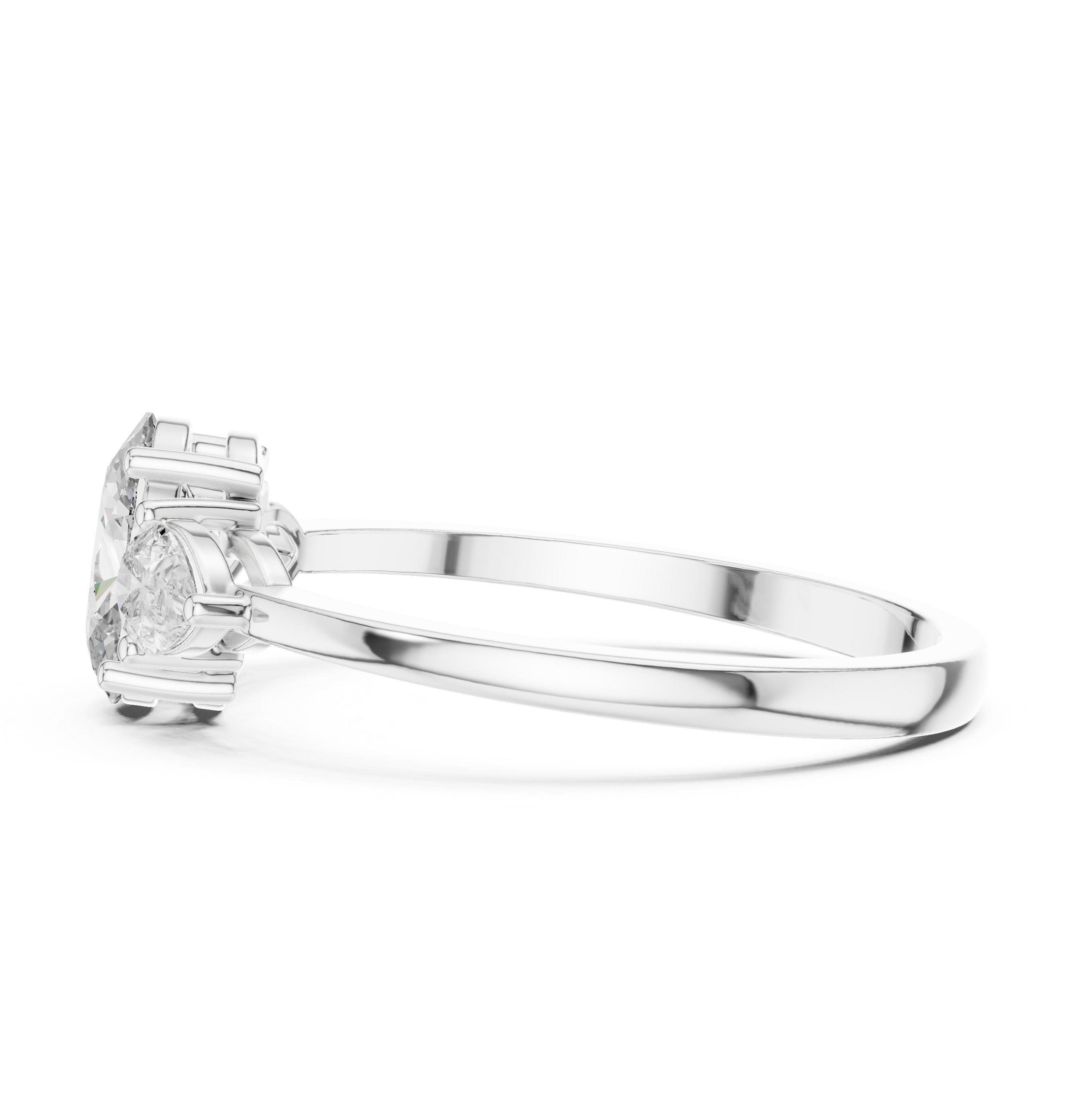 0.93 CT Oval Cut Diamond Three Stone Engagement Ring with Pear Side Diamonds