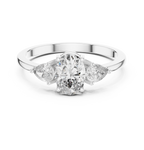 0.93 CT Oval Cut Diamond Three Stone Engagement Ring with Pear Side Diamonds