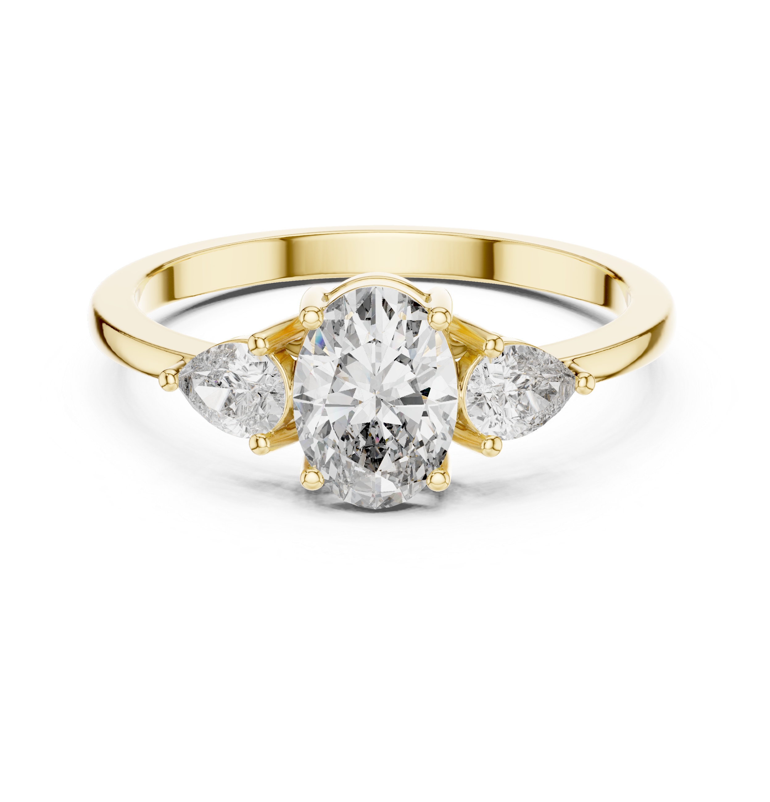 0.93 CT Oval Cut Diamond Three Stone Engagement Ring with Pear Side Diamonds