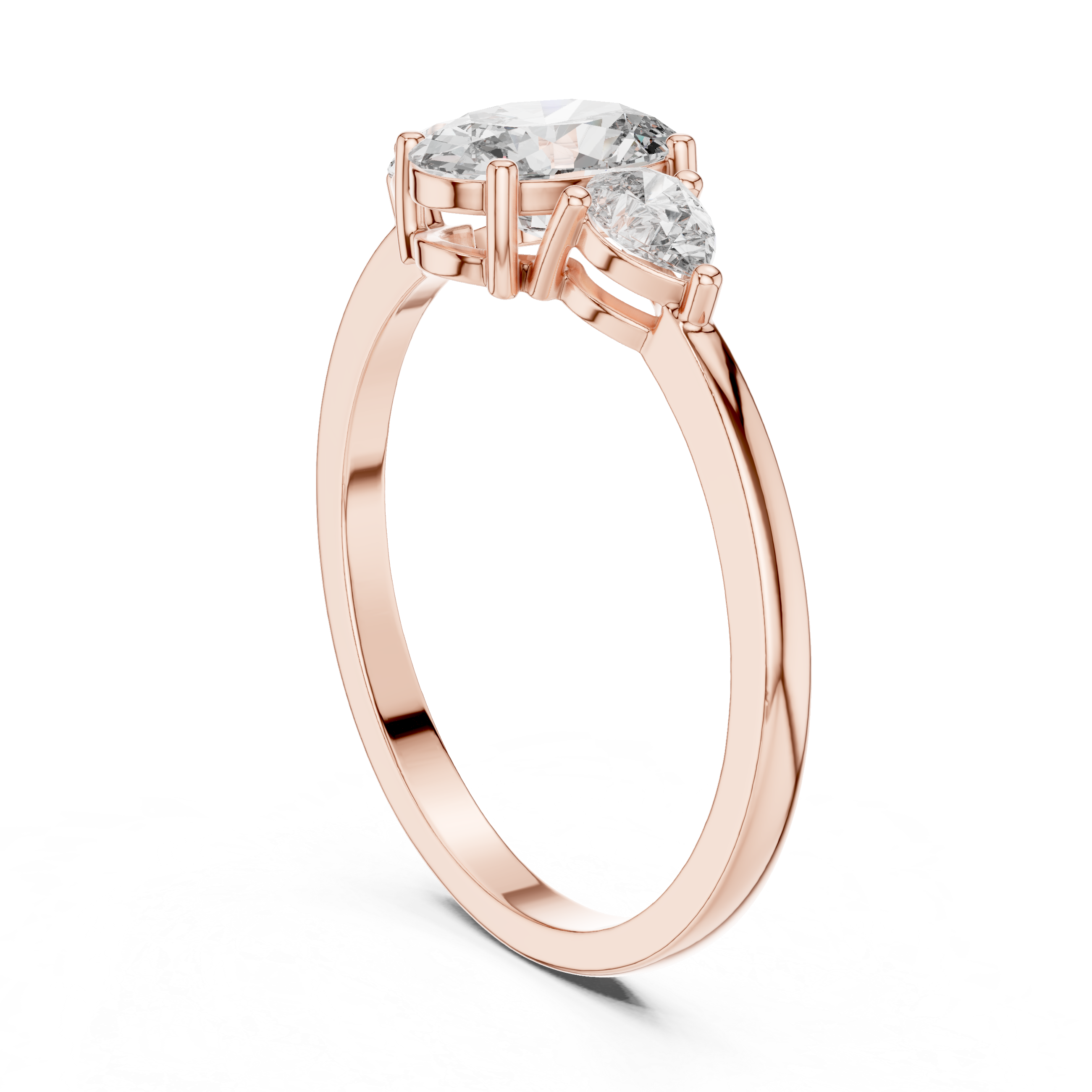 0.93 CT Oval Cut Diamond Three Stone Engagement Ring with Pear Side Diamonds