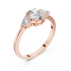 0.93 CT Oval Cut Diamond Three Stone Engagement Ring with Pear Side Diamonds