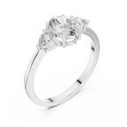 0.93 CT Oval Cut Diamond Three Stone Engagement Ring with Pear Side Diamonds