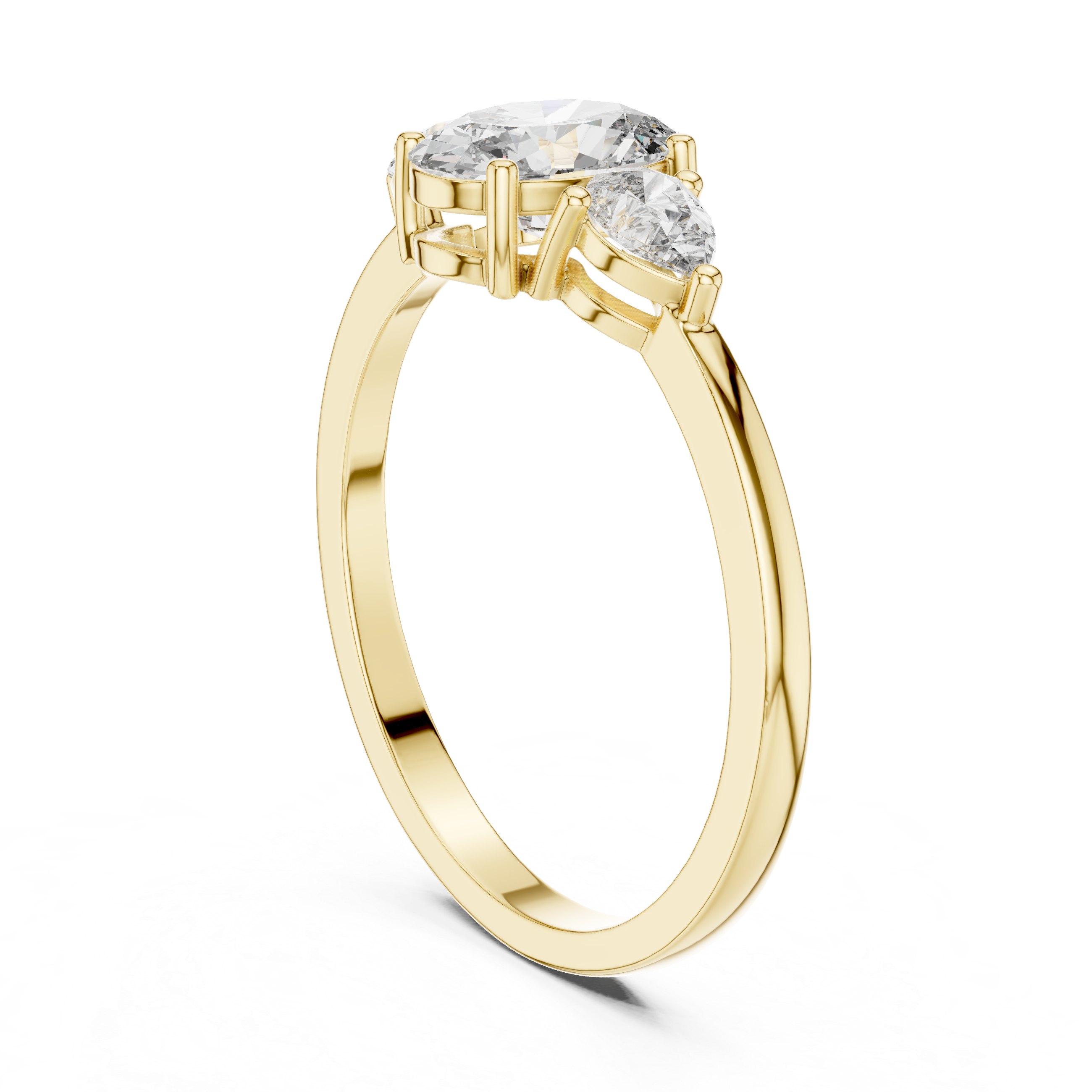 0.93 CT Oval Cut Diamond Three Stone Engagement Ring with Pear Side Diamonds