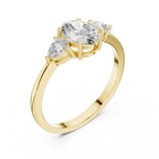 0.93 CT Oval Cut Diamond Three Stone Engagement Ring with Pear Side Diamonds