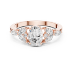 1.00 CT Oval Cut Diamond Three Stone Engagement Ring with Marquise Side Diamonds