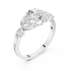 1.00 CT Oval Cut Diamond Three Stone Engagement Ring with Marquise Side Diamonds