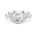 1.00 CT Oval Cut Diamond Three Stone Engagement Ring with Marquise Side Diamonds