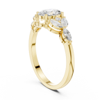 1.00 CT Oval Cut Diamond Three Stone Engagement Ring with Marquise Side Diamonds