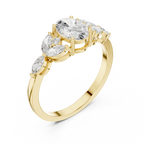 1.00 CT Oval Cut Diamond Three Stone Engagement Ring with Marquise Side Diamonds