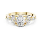 1.00 CT Oval Cut Diamond Three Stone Engagement Ring with Marquise Side Diamonds