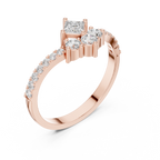 0.53 CT Princess Cut Diamond Pavé Engagement Ring