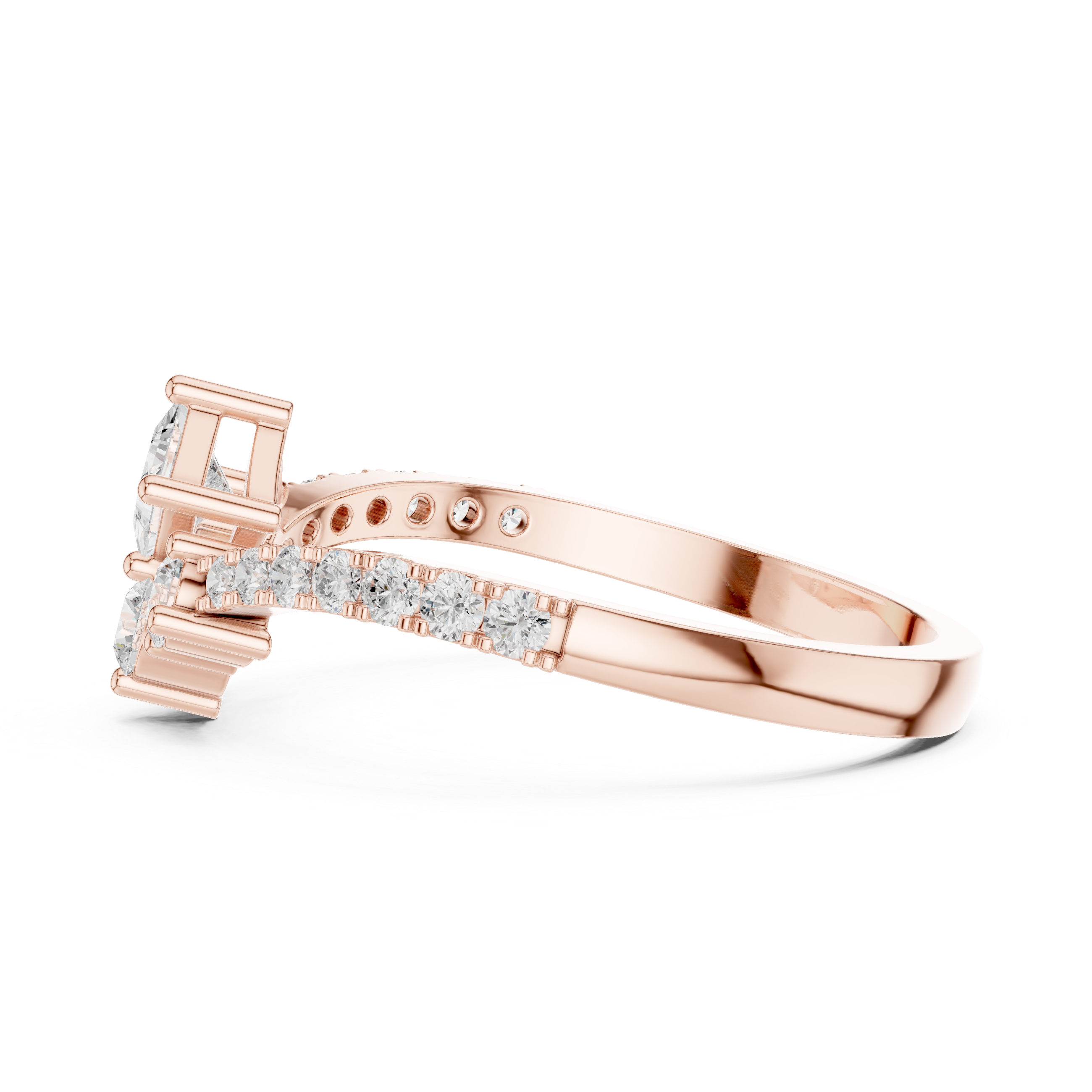 0.53 CT Princess Cut Diamond Pavé Engagement Ring