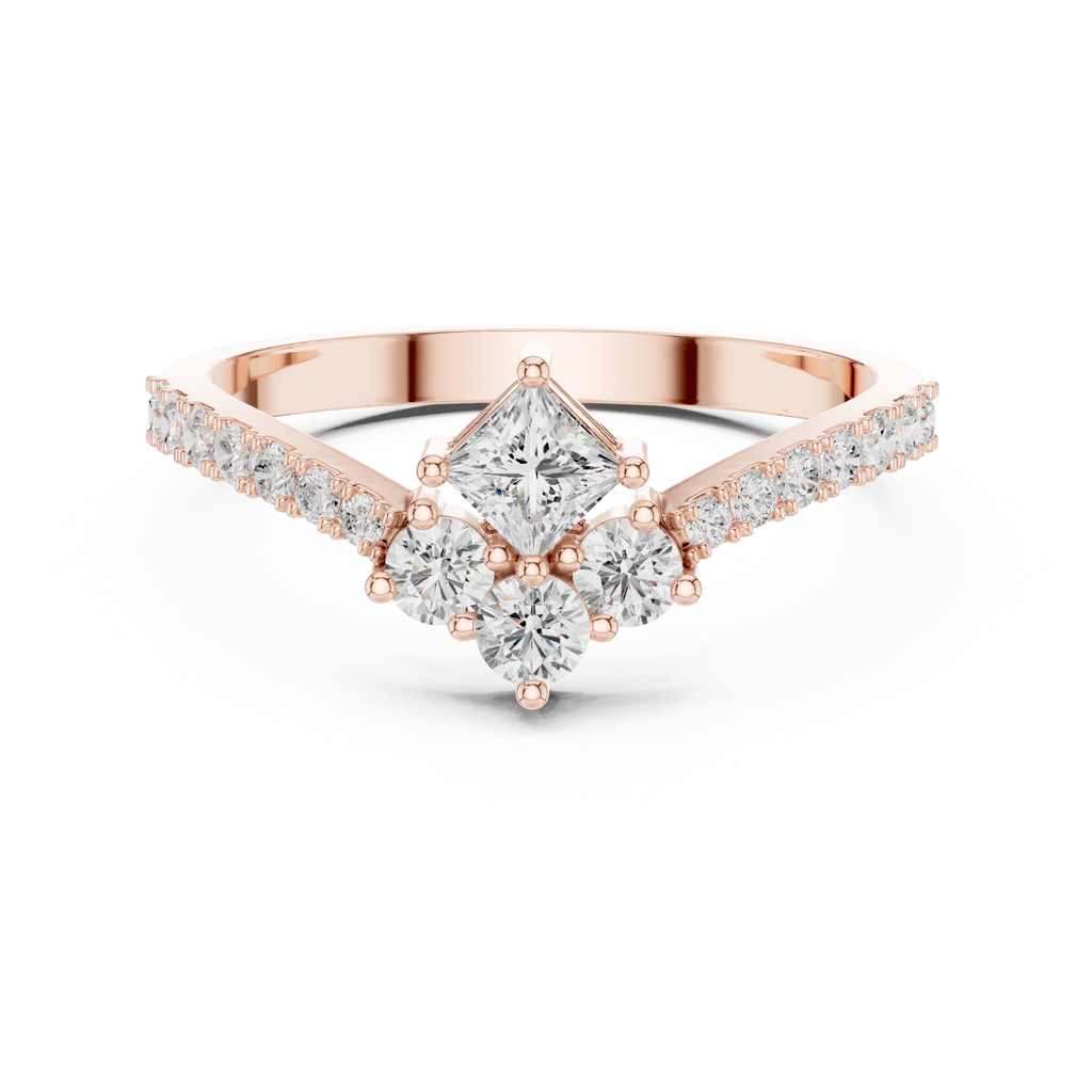 0.53 CT Princess Cut Diamond Pavé Engagement Ring