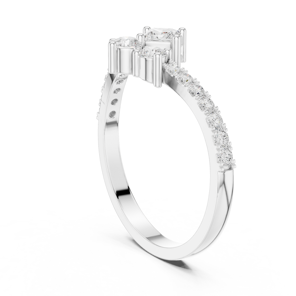 0.53 CT Princess Cut Diamond Pavé Engagement Ring