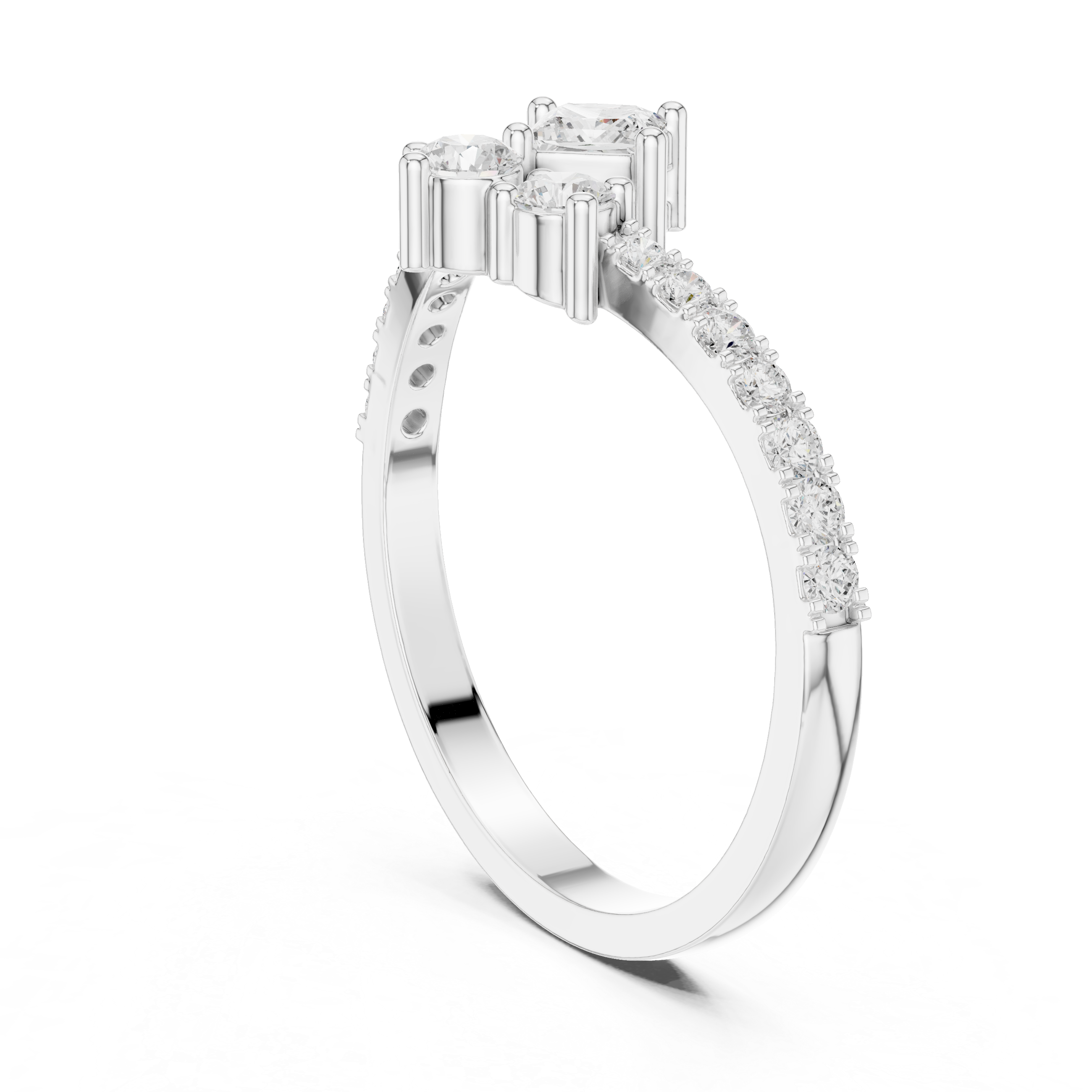 0.53 CT Princess Cut Diamond Pavé Engagement Ring