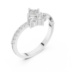 0.53 CT Princess Cut Diamond Pavé Engagement Ring
