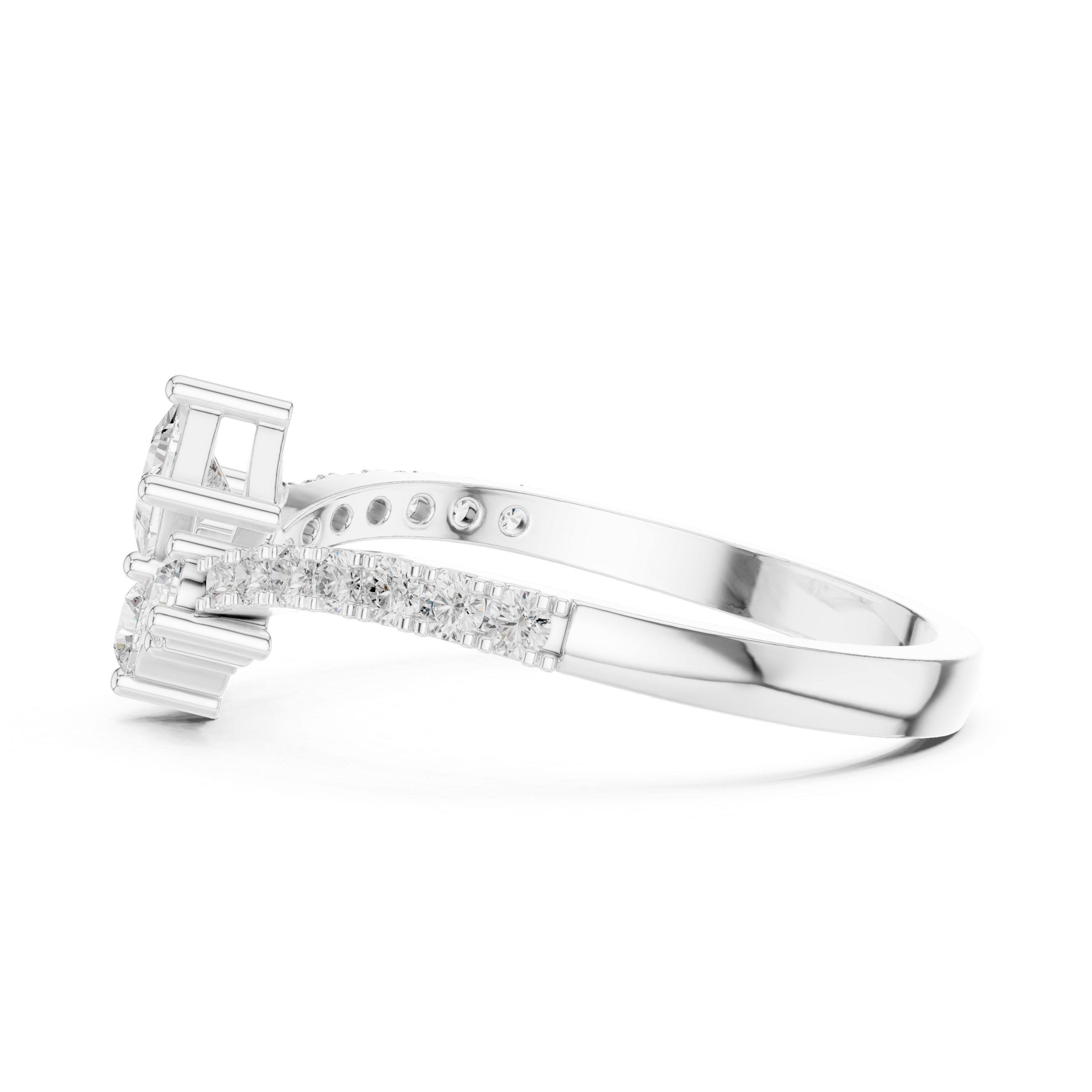 0.53 CT Princess Cut Diamond Pavé Engagement Ring