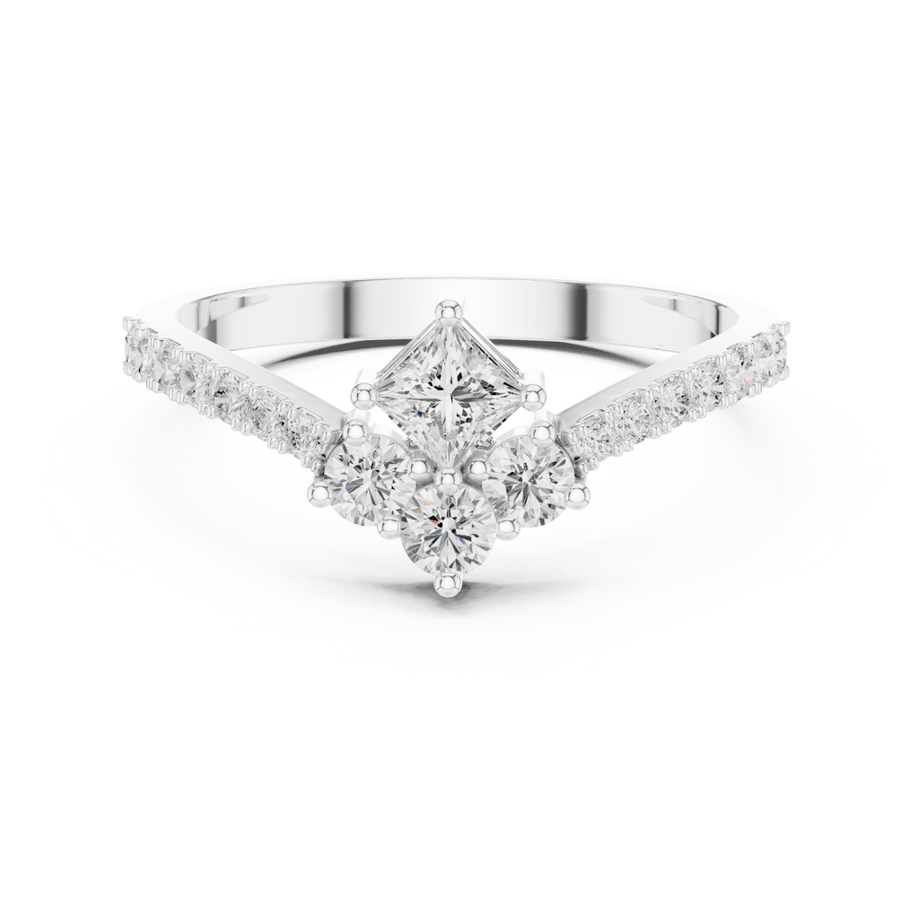 0.53 CT Princess Cut Diamond Pavé Engagement Ring