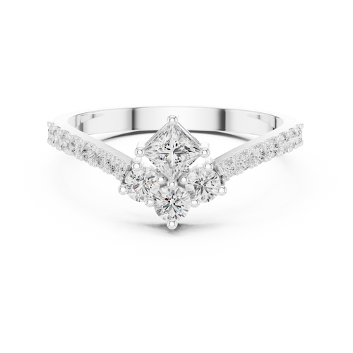 0.53 ct Princess Cut Diamond Pavé Engagement Ring — Jewelix Atelier