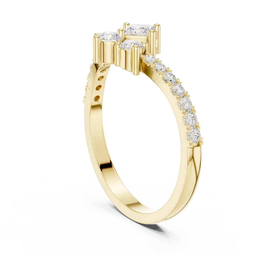 0.53 CT Princess Cut Diamond Pavé Engagement Ring