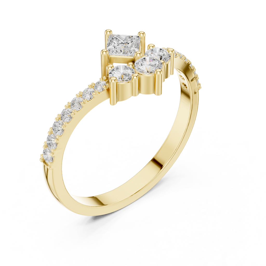 0.53 CT Princess Cut Diamond Pavé Engagement Ring