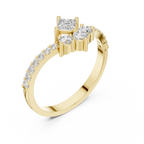 0.53 CT Princess Cut Diamond Pavé Engagement Ring