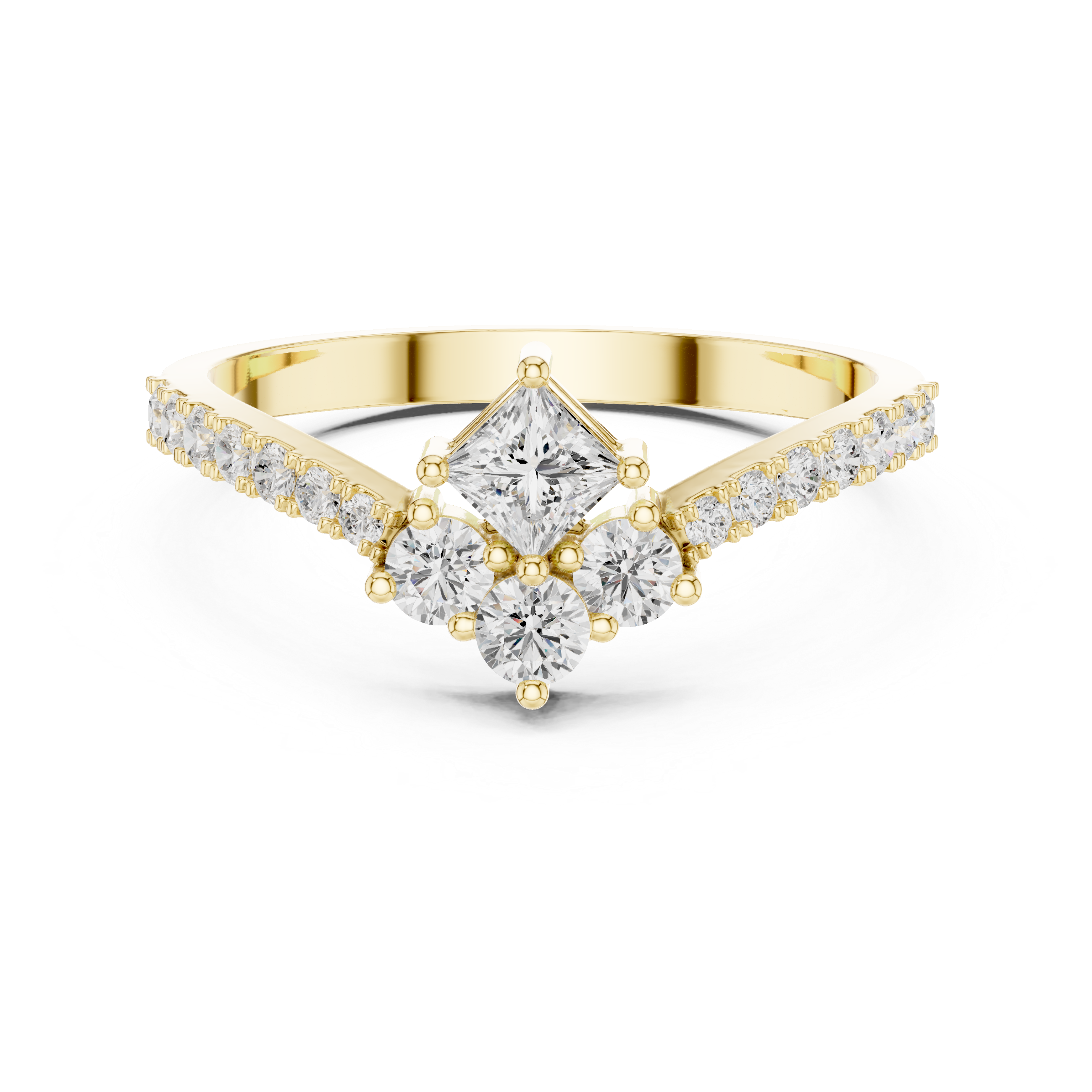 0.53 CT Princess Cut Diamond Pavé Engagement Ring