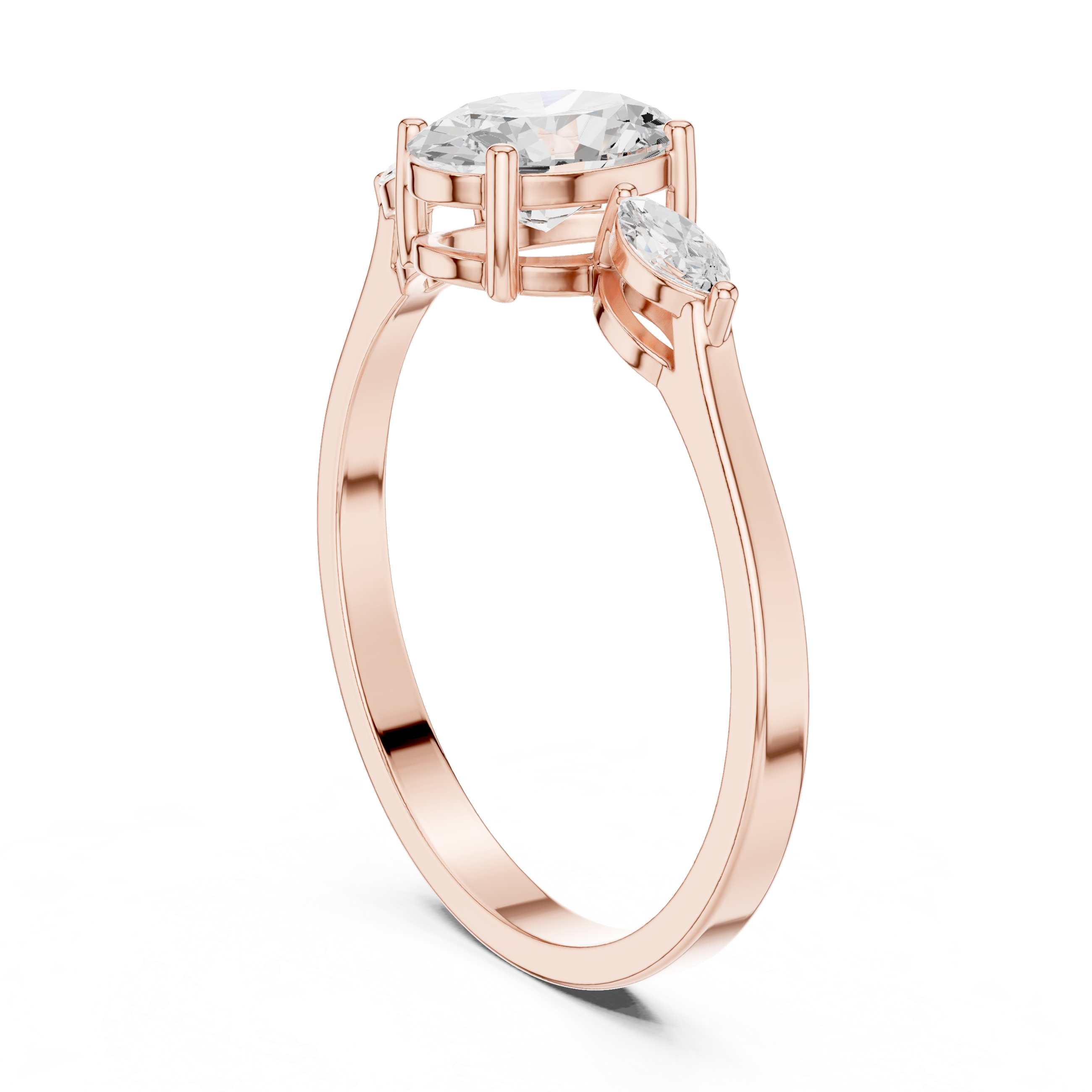 0.76 CT Oval Cut Diamond Three Stone Engagement Ring