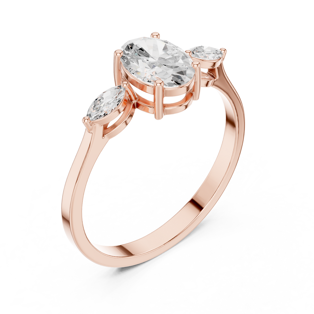 0.76 CT Oval Cut Diamond Three Stone Engagement Ring