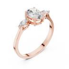 0.76 CT Oval Cut Diamond Three Stone Engagement Ring