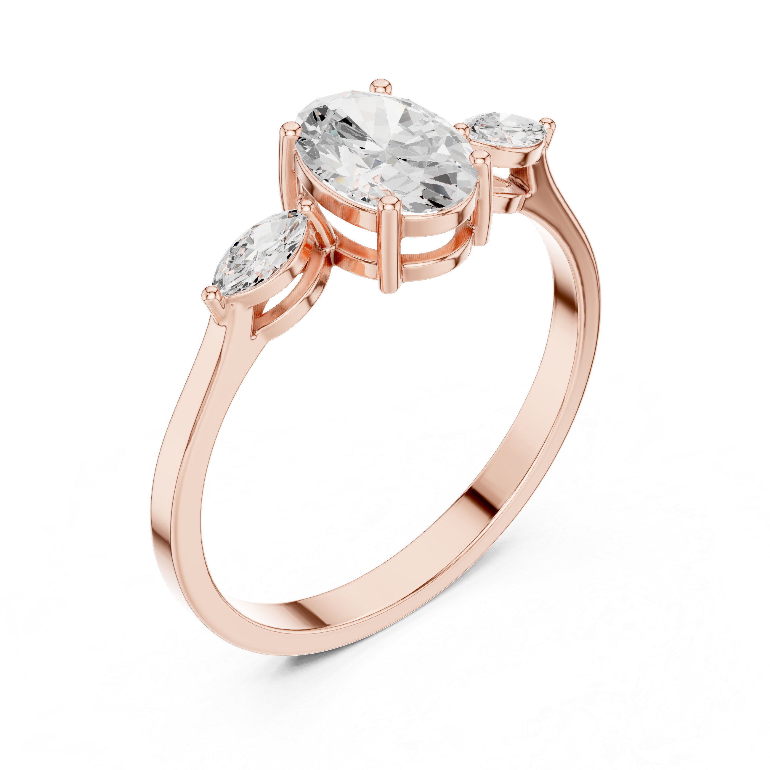 0.76 CT Oval Cut Diamond Three Stone Engagement Ring