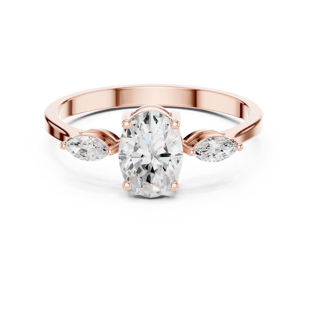 0.76 CT Oval Cut Diamond Three Stone Engagement Ring