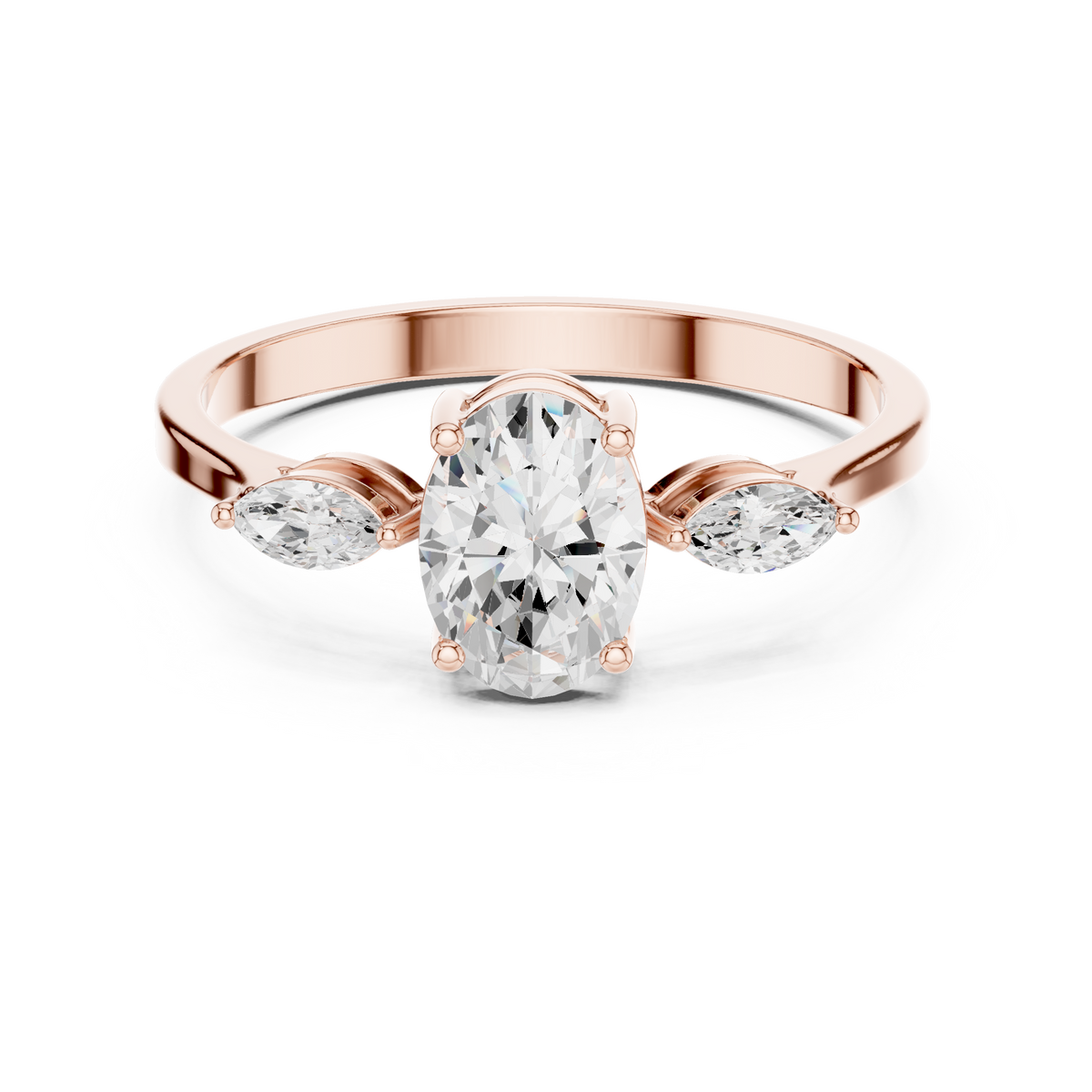 0.76 ct Oval Cut Diamond Three Stone Engagement Ring – view 5 of 12, lab grown diamond ring | Jewelix Atelier