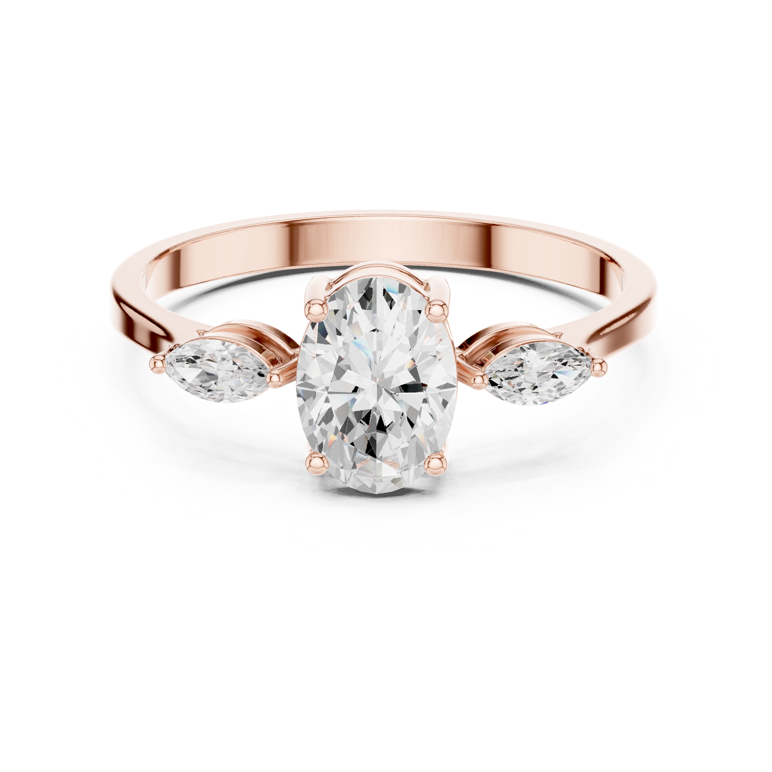 0.76 CT Oval Cut Diamond Three Stone Engagement Ring